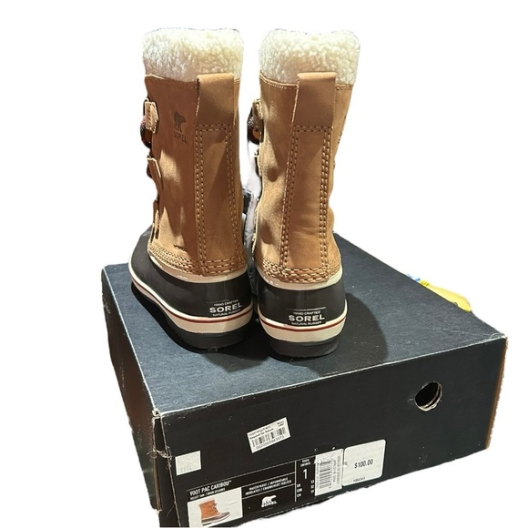NEW- Sorel Velvet Tan Yoot Pac Caribou Boots Size Youth 1 - Picture 6 of 6